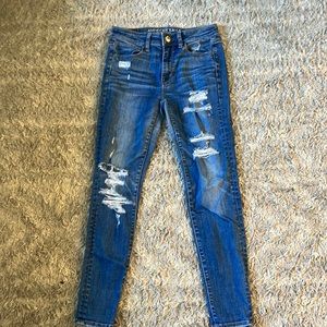 American Eagle dark wash ripped jeans. size 2